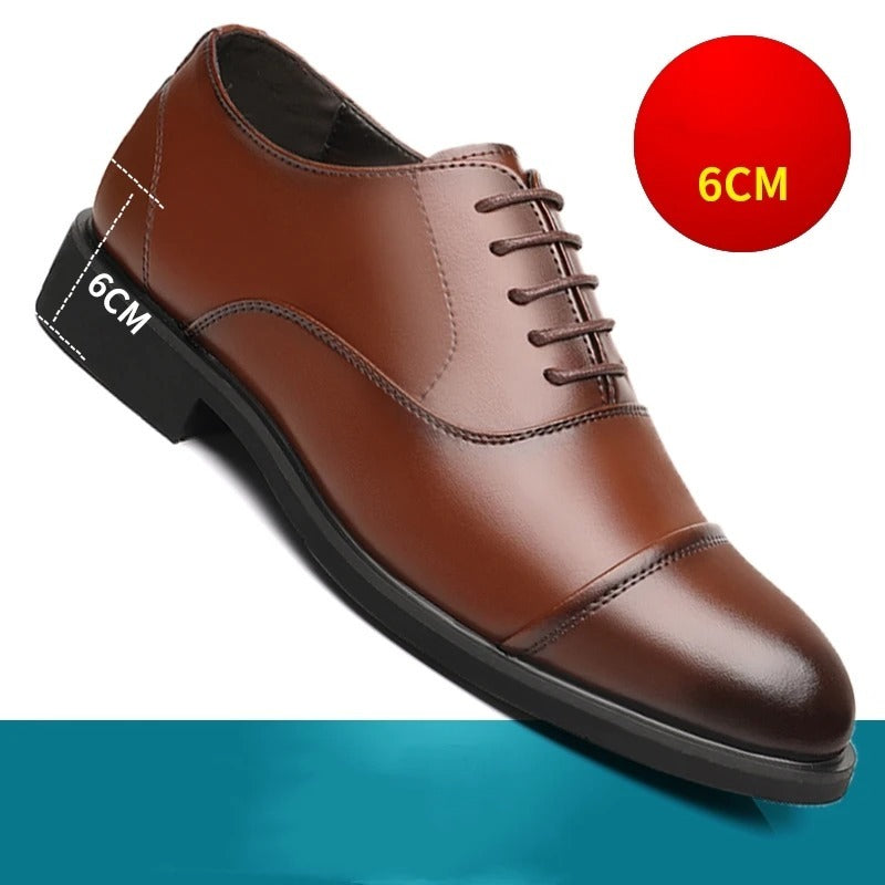 Chaussures en cuir pour hommes, semelle intérieure rehaussante, chaussures de mariage à bout pointu