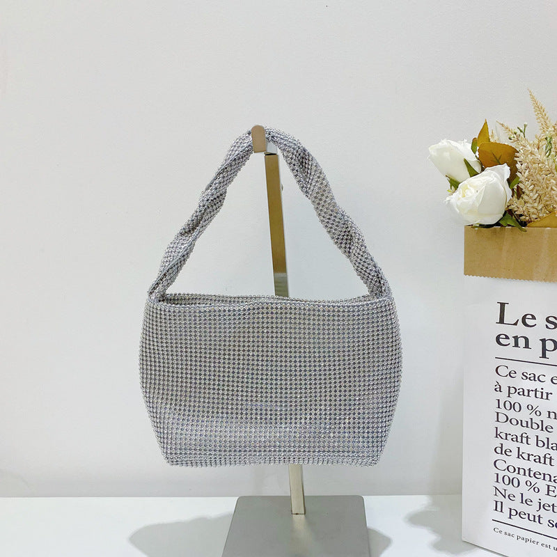 Bolso de mano para banquetes con nudo e incrustaciones de diamantes para mujer