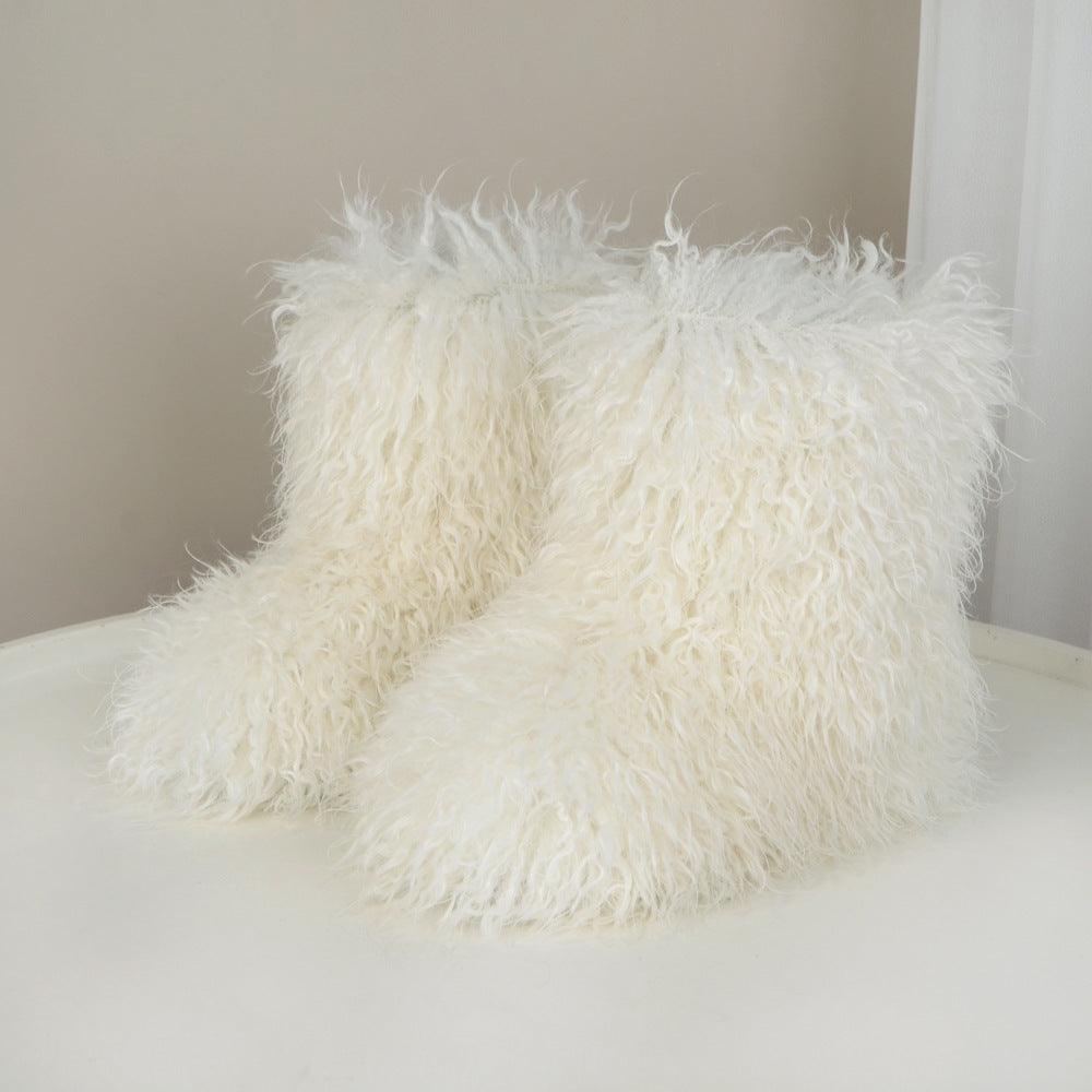 Flat Heel High-top Warm Winter Hot Girl Fur Boots