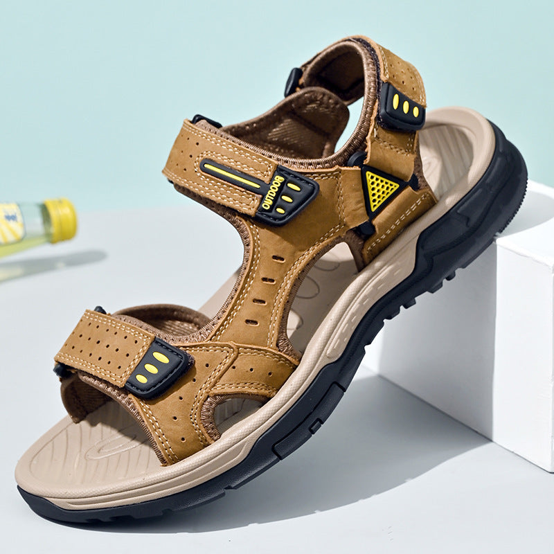 Breathable Men's Sandals Non-slip Top Layer Cowhide