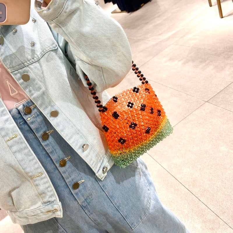 Handmade Watermelon Casual Beaded Women's Handbag