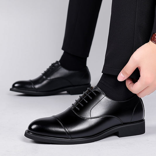 Zapatos de cuero para hombre con plantilla que aumenta la altura y punta puntiaguda para bodas