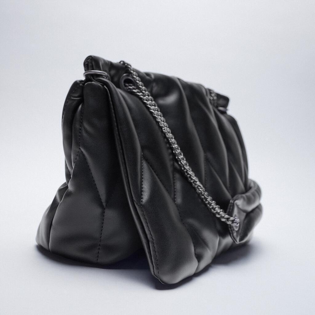 Sac messager à bandoulière simple en zigzag avec chaîne noire