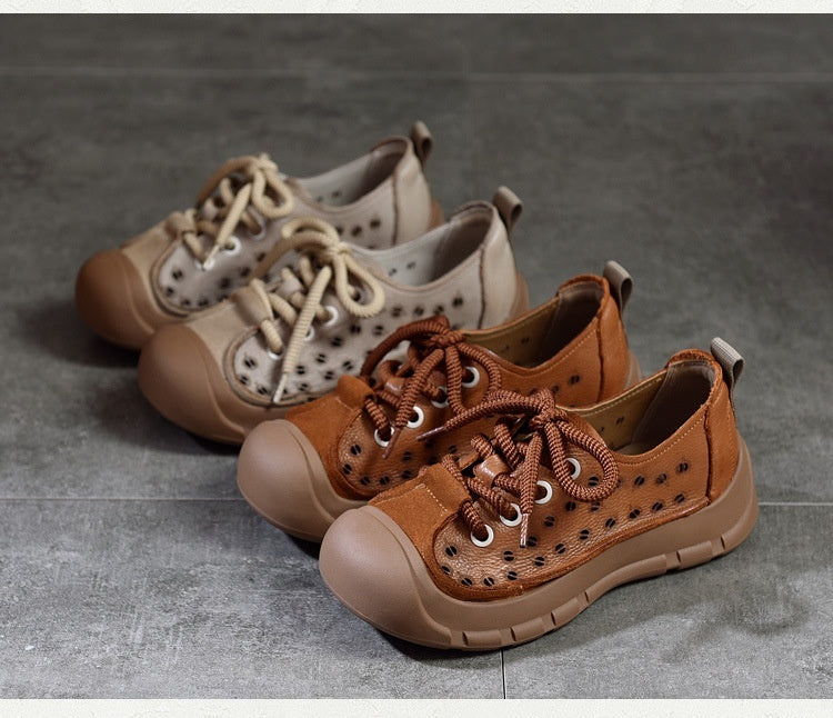 Flat Heel Retro Spring And Summer New Lace Up Casual Women's Shoes