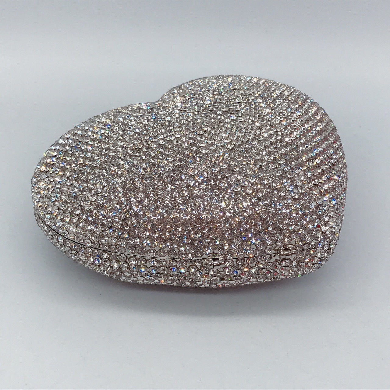 Solid Color Full Diamond Heart-shaped Crystal Diamond Women's Clutch Bag