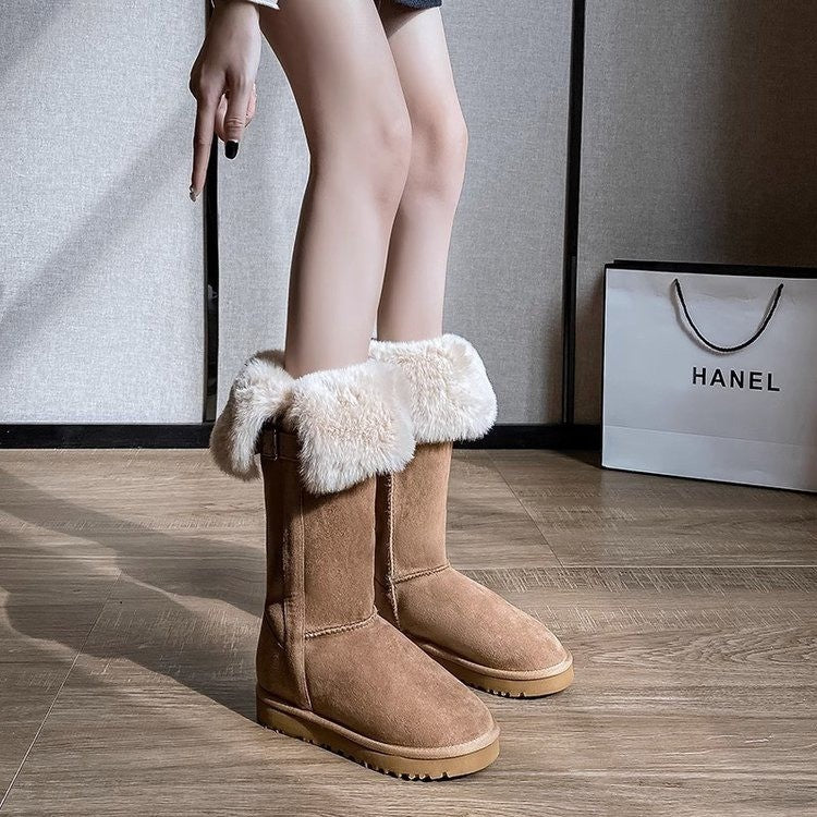 Bottes hautes en fourrure chaude pour femmes