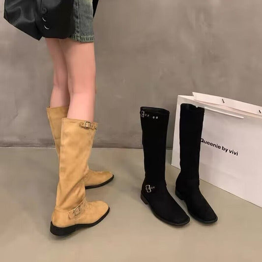 Botas retro de moda por debajo de la rodilla para mujer