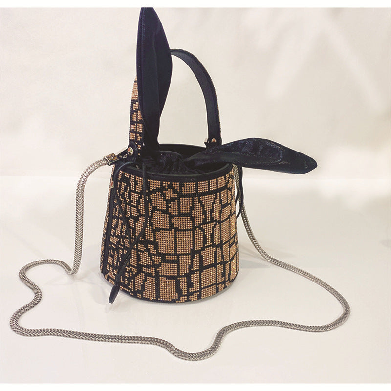 Hand-carried Rhinestone Bucket Bag Female