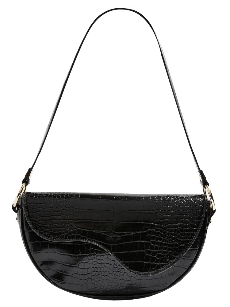 Niche Design Half-moon Textured Underarm Single Shoulder Saddle Bag