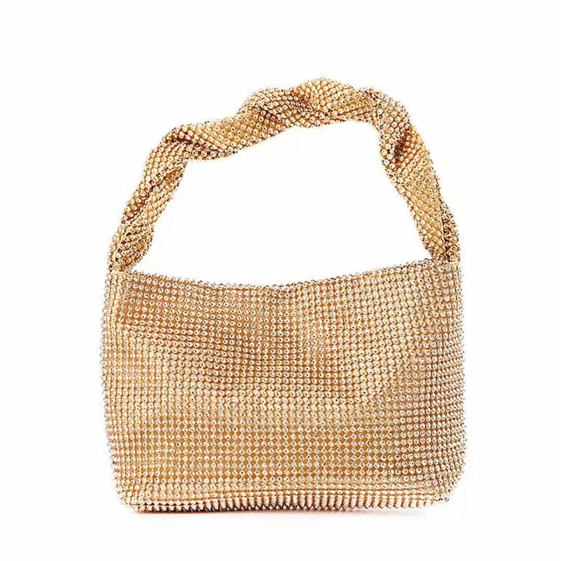 Bolso de mano para banquetes con nudo e incrustaciones de diamantes para mujer