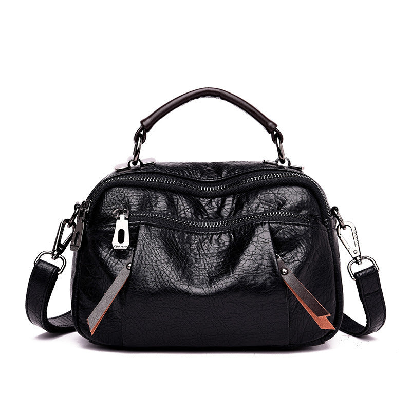 Simple Multi-layer Portable Shoulder PU Diagonal Bag