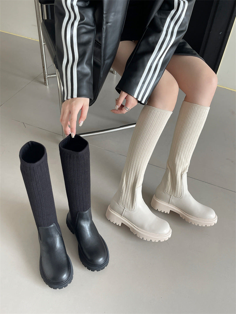 Chaussettes élastiques fines et épaisses augmentant la hauteur des bottes