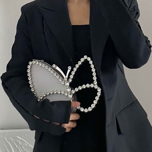 Bolso de mano de mariposa de moda con diamantes Bolso de mano de cena con diamantes