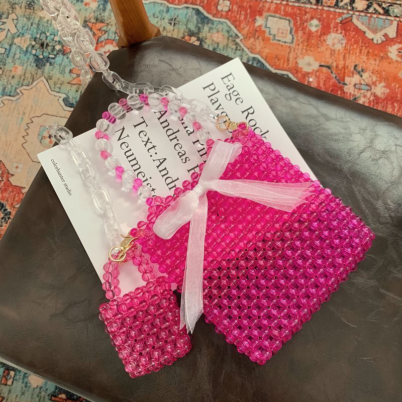 Bolso de mano con letras para niña, bolso tejido a mano, mini bolso de mensajero portátil para mujer