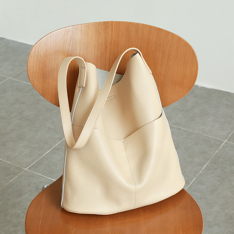 Sac à bandoulière en cuir de vachette de première couche en chêne simple