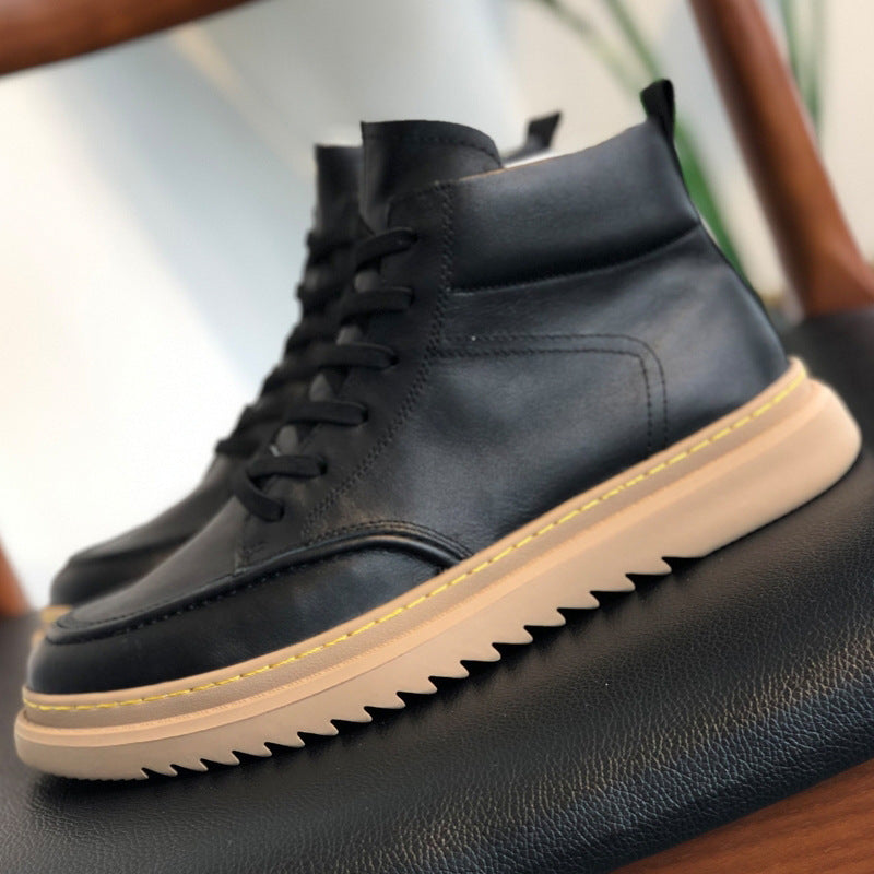 Men's British-style High-top Leather Winter Boots