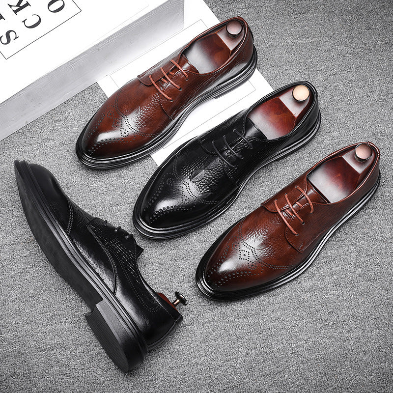 Chaussures d'affaires en cuir pour hommes Brogue Tenue de soirée Affaires Décontractées