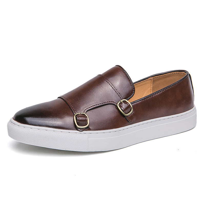 Zapatos casuales de cuero con doble hebilla para hombre