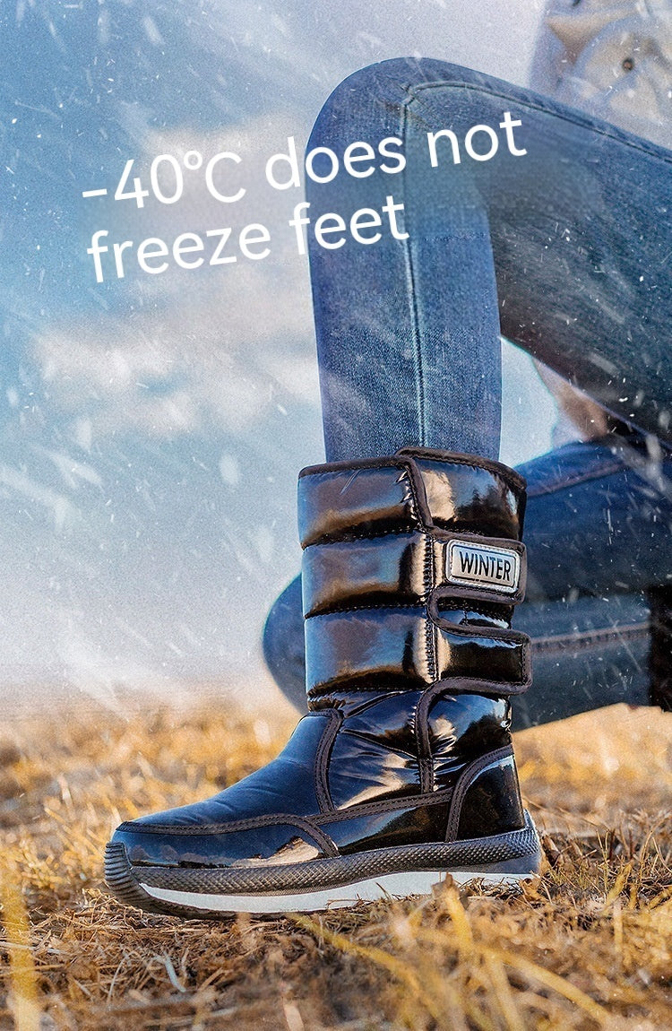 Botas de nieve ligeras y antideslizantes hasta media pantorrilla para mujer, cálidas, con forro polar, de algodón grueso, para invierno