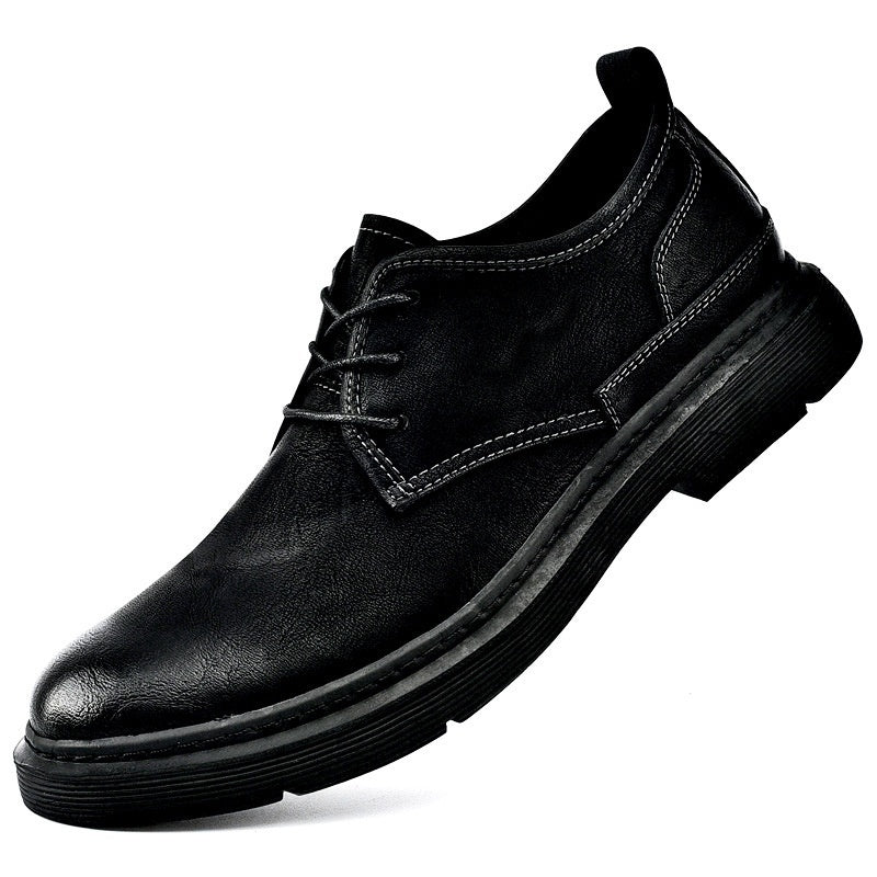 Zapatos de cuero informales con cordones y costura de talla grande para hombre