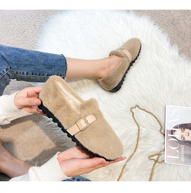 Women's Fleece-lined Platform Lamb Wool Shoes