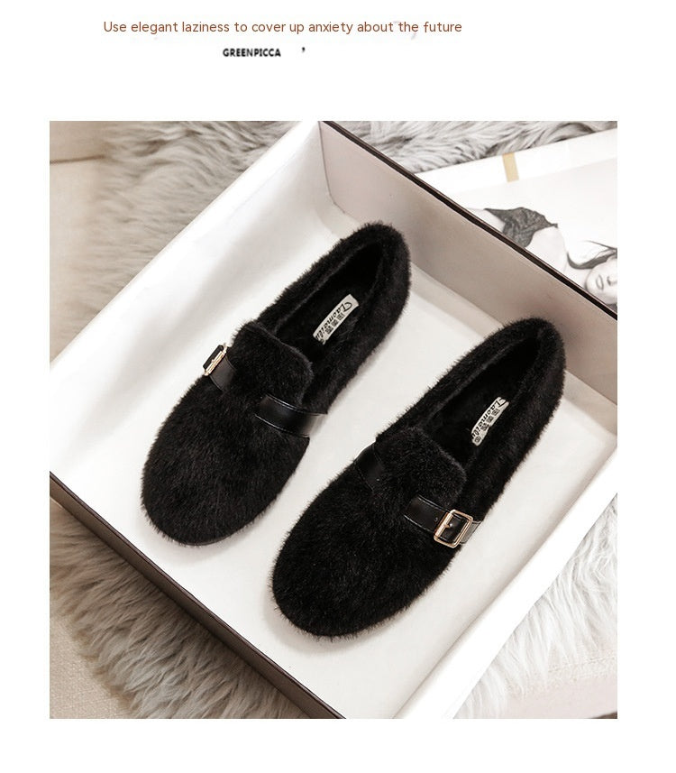 Women's Fleece-lined Platform Lamb Wool Shoes