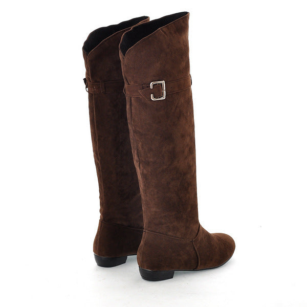 Bottes hautes en daim style ethnique chevalier chaussures pour femmes