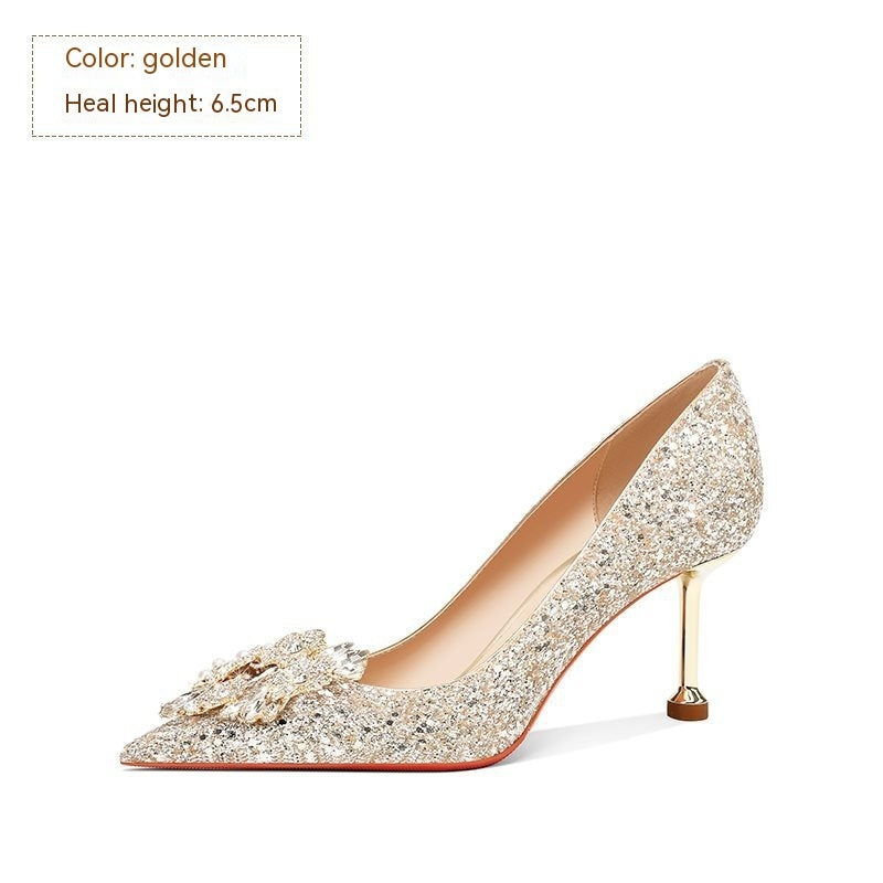 Zapatos de tacón alto de cristal para mujer para boda