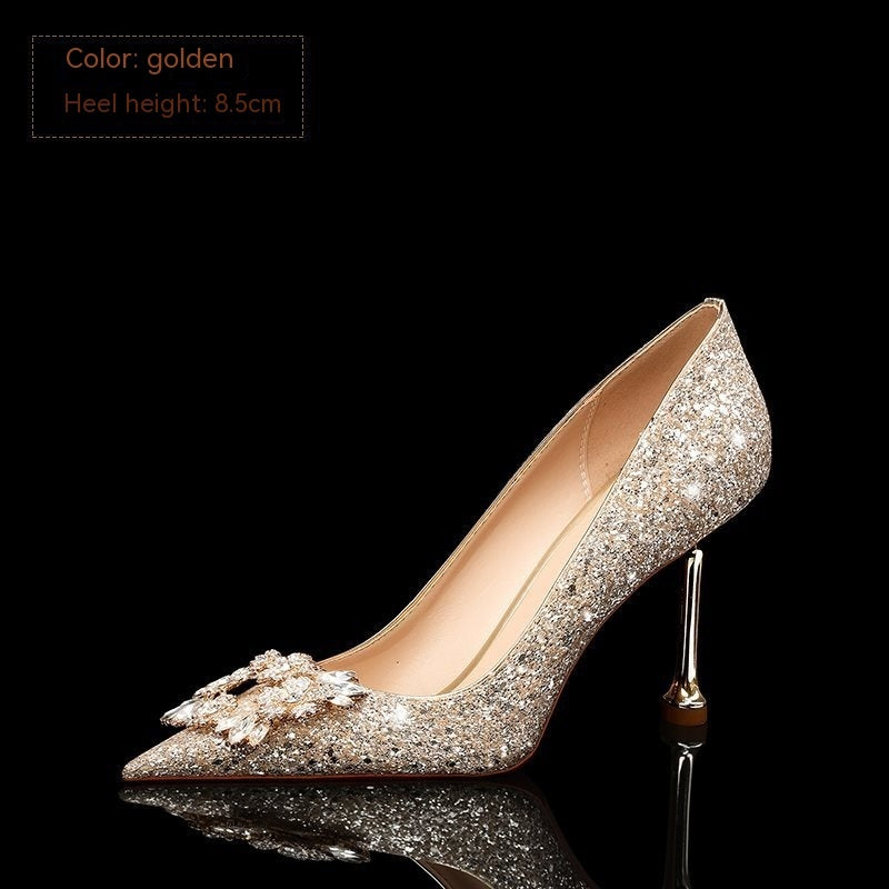 Escarpins à talons hauts en cristal pour femme