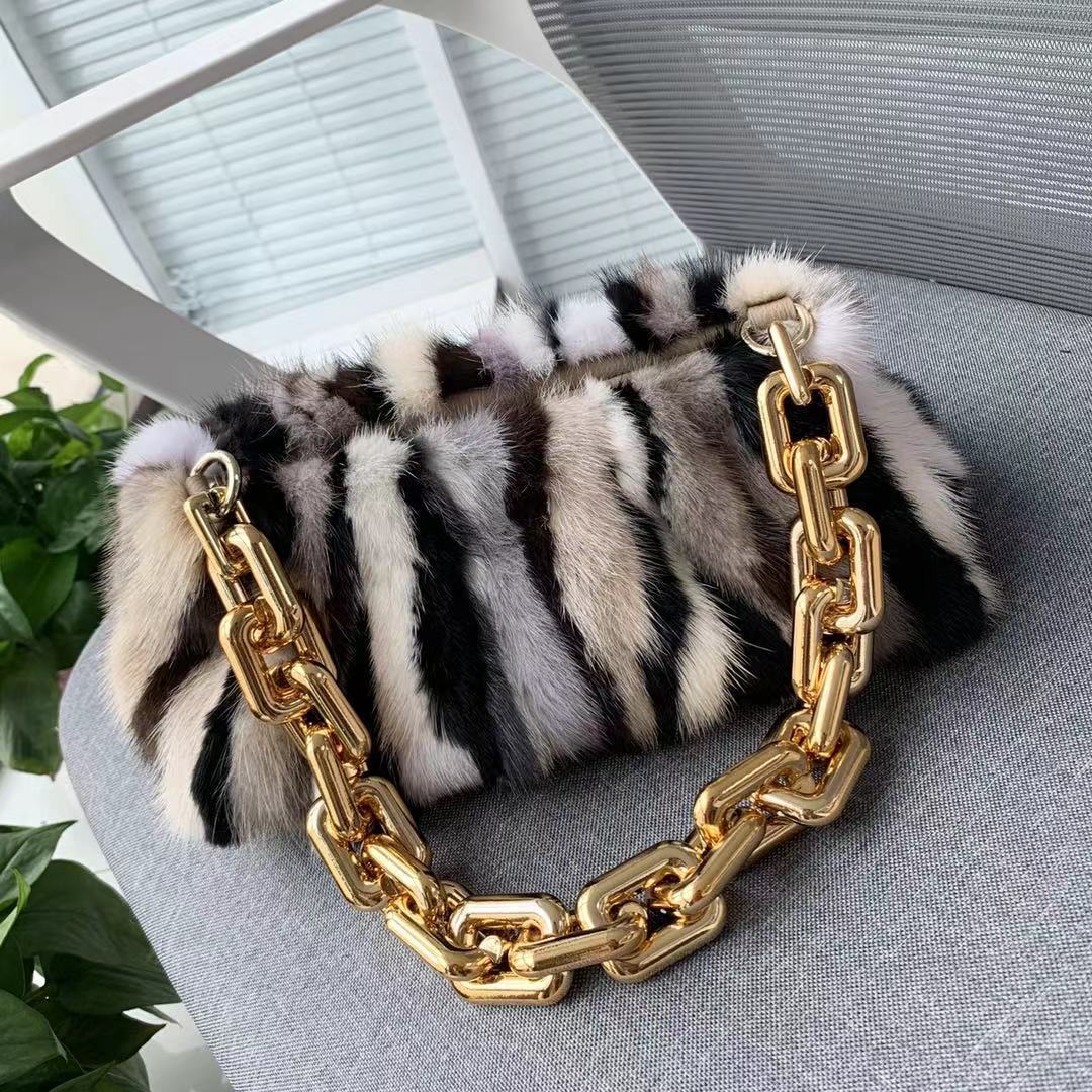 Mink Rabbit Hair Match Color Cloud Underarm Women's Shoulder Bag