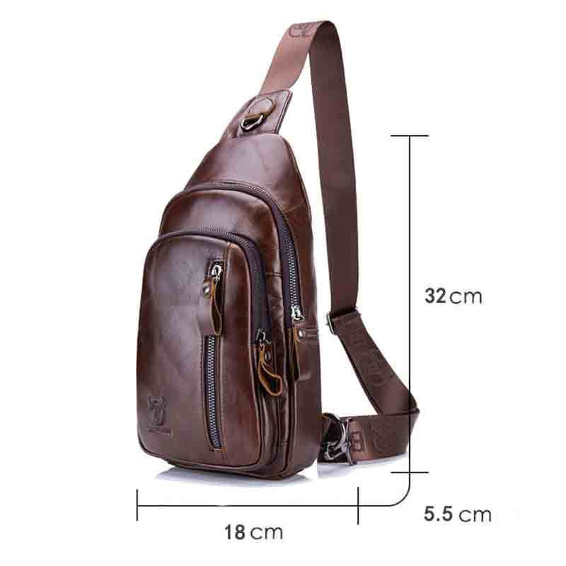 Bolso bandolera de cuero para hombre, de piel de vaca, de capa superior, moderno, multifuncional