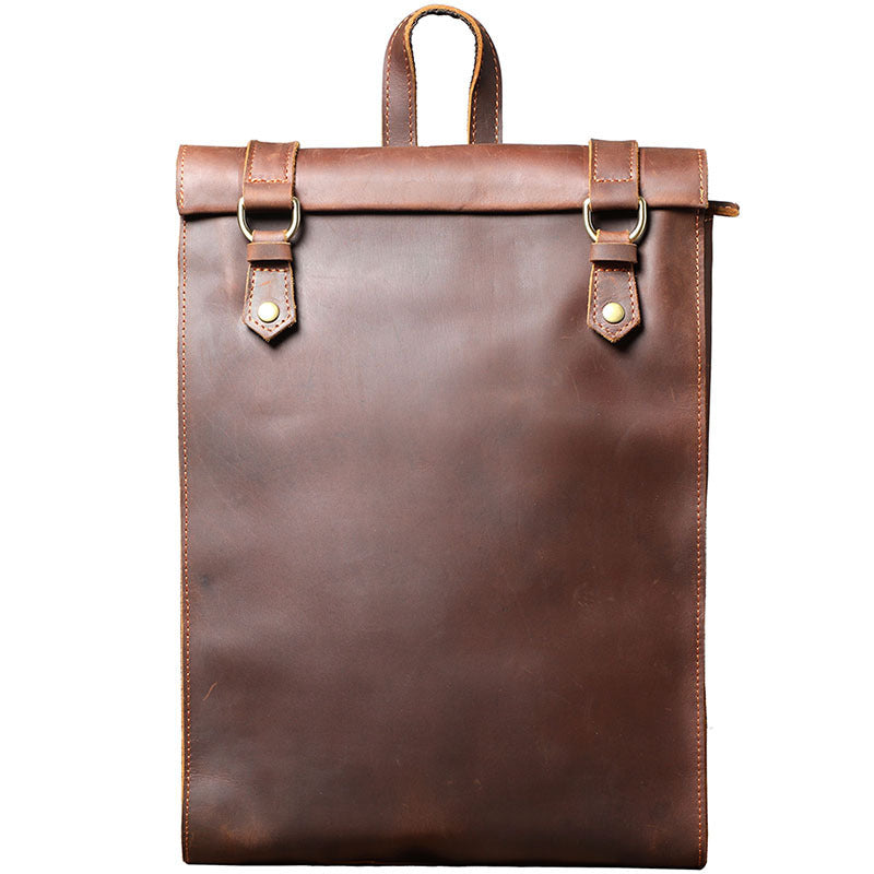 Sac d'école en cuir de vachette pour homme, style rétro