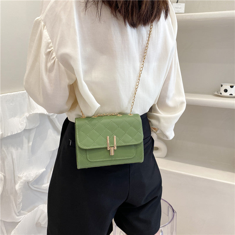 Women's Fashionable And Versatile Diamond Lattice Chain Crossbody Bag