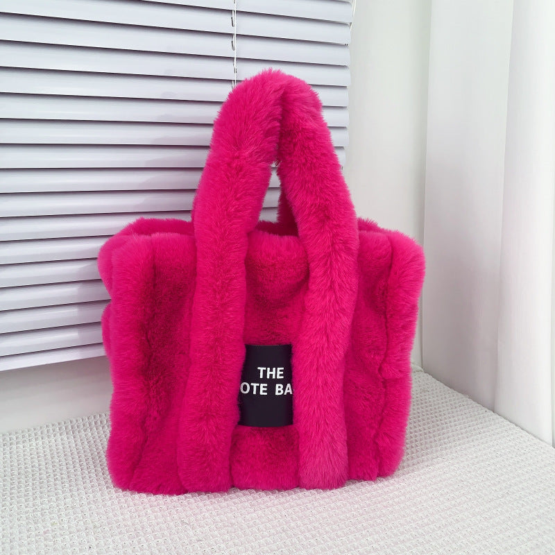 Large-capacity Shopping Commuter Faux Fur Plush Tote Bag