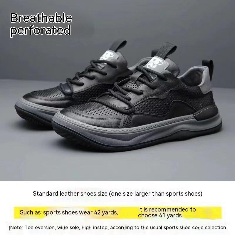 Chaussures décontractées respirantes en cuir creux avec tête inclinée de clown en cuir de vache