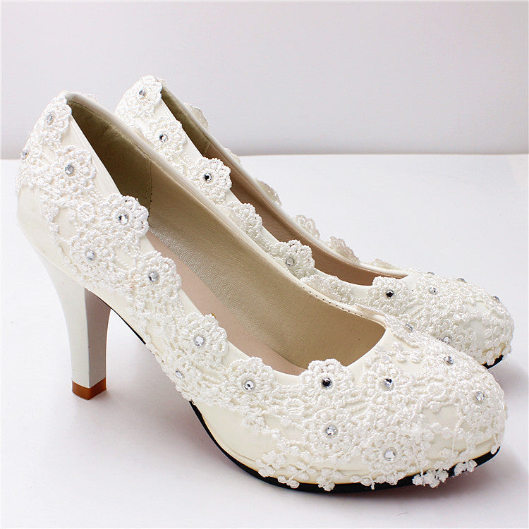 White Oversized High Heeled Women's Shoes