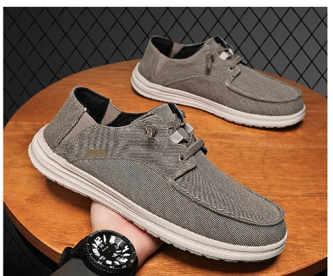 Zapatos de lona de gran tamaño, mocasines casuales para hombre, tela antigua de Beijing