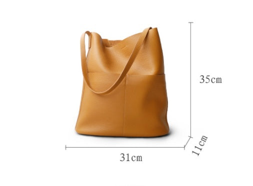 First Layer Cowhide Simple Oak Cowhide Shoulder Bag