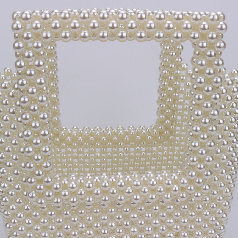 Pearl Frame Beaded White Tote Bag Frame