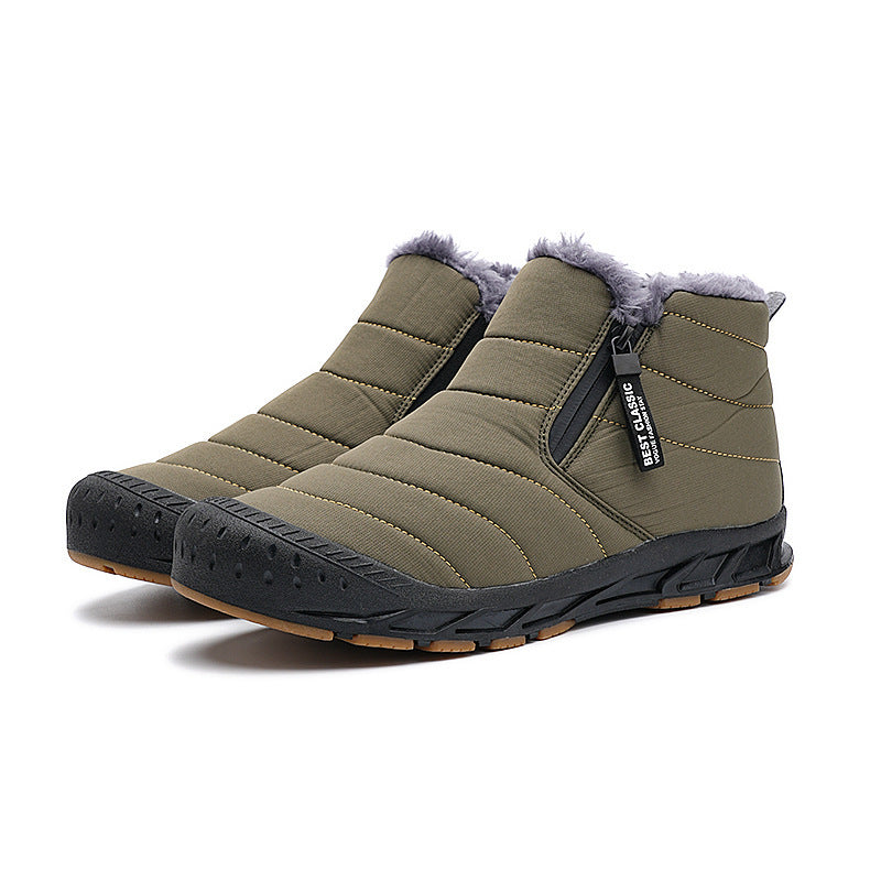 Snow Short Leather And Fur Integrated Winter Boots