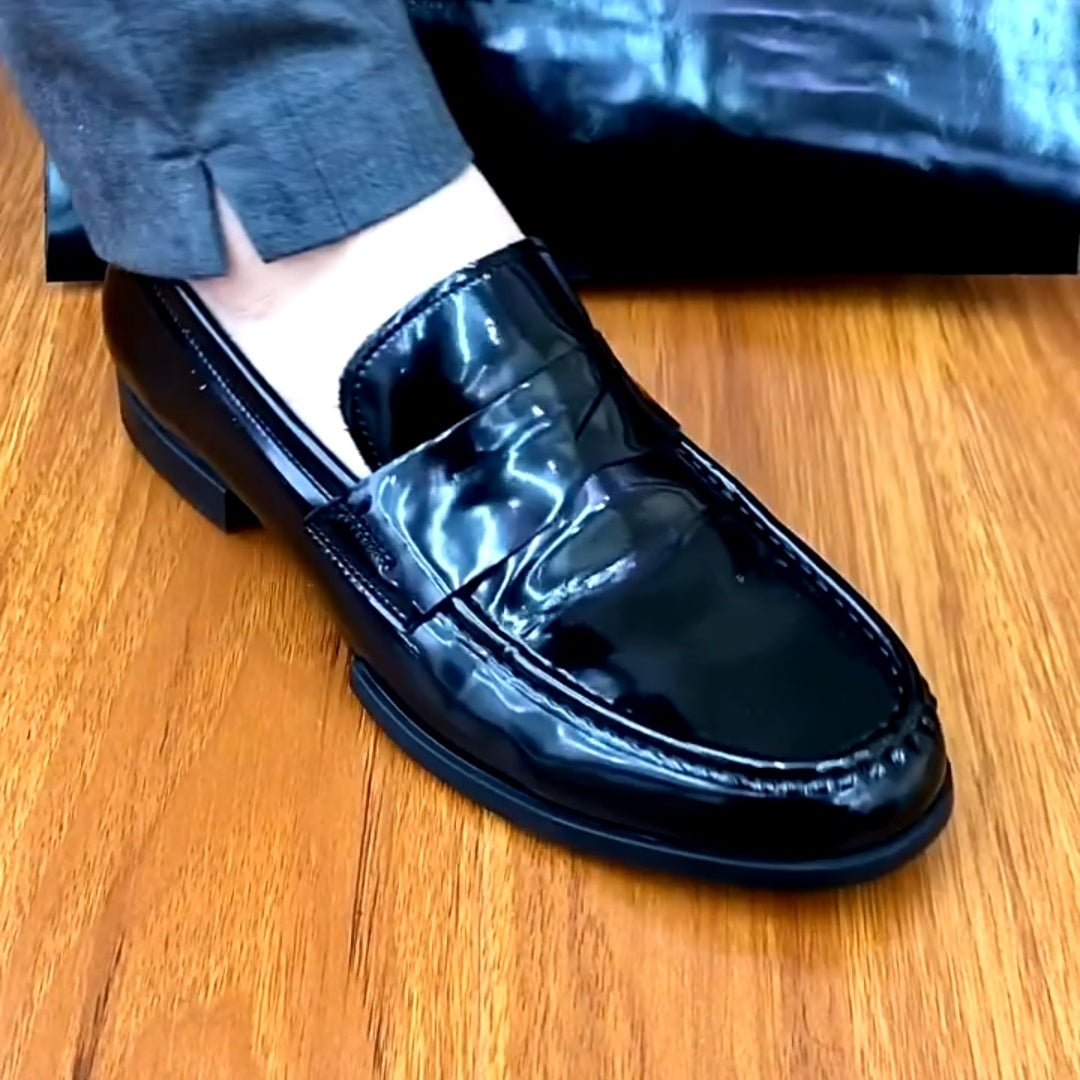 Chaussures en cuir pur brillant pour hommes, style business et mode