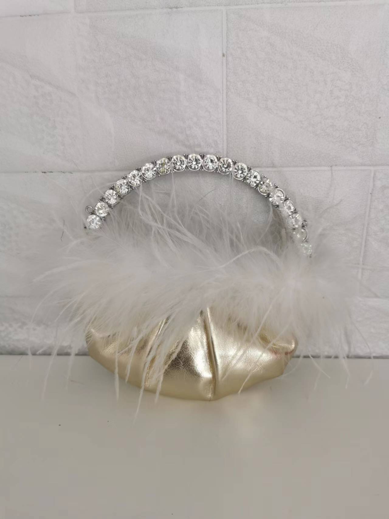 Bolso bandolera para mujer con pliegues y incrustaciones de diamantes, portátil, para cenas