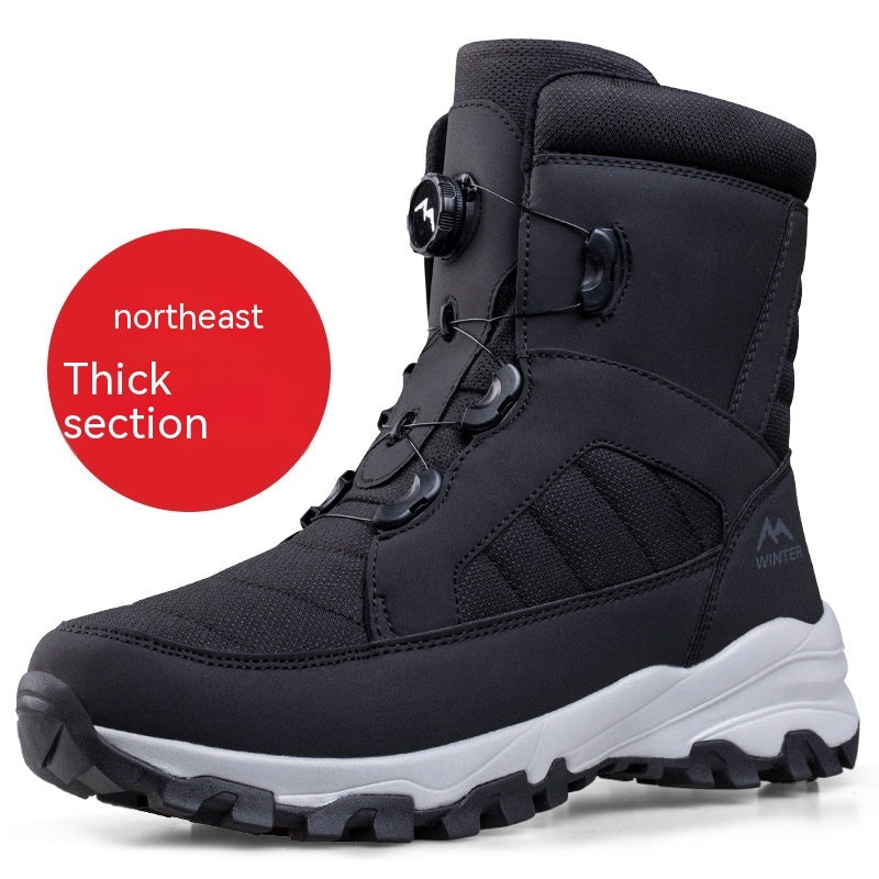 Botas de nieve con botones para hombre y forro polar grueso para mujer