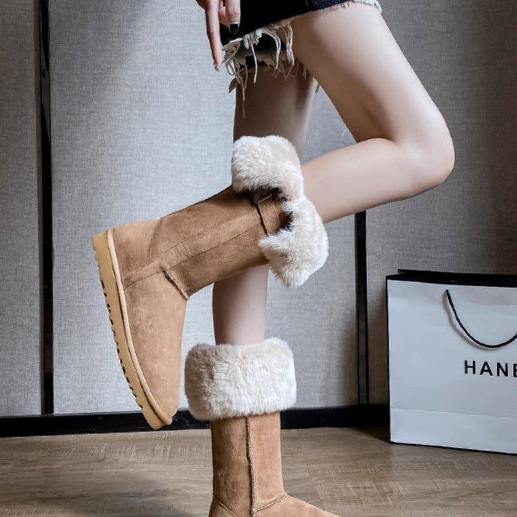 Bottes hautes en fourrure chaude pour femmes