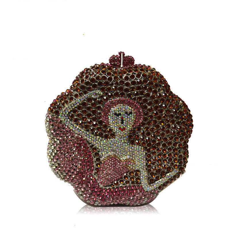 Bolso de mano para cena con diamantes de imitación y bailarina