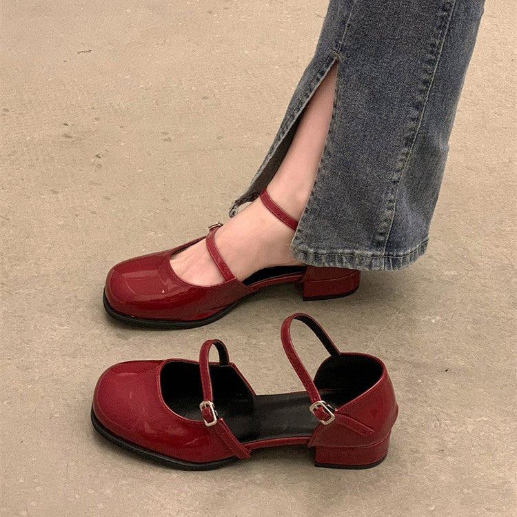 Sandalias Mary Jane blancas estilo francés para mujer