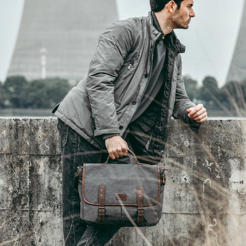 Sac messager portable de voyage en toile pour homme