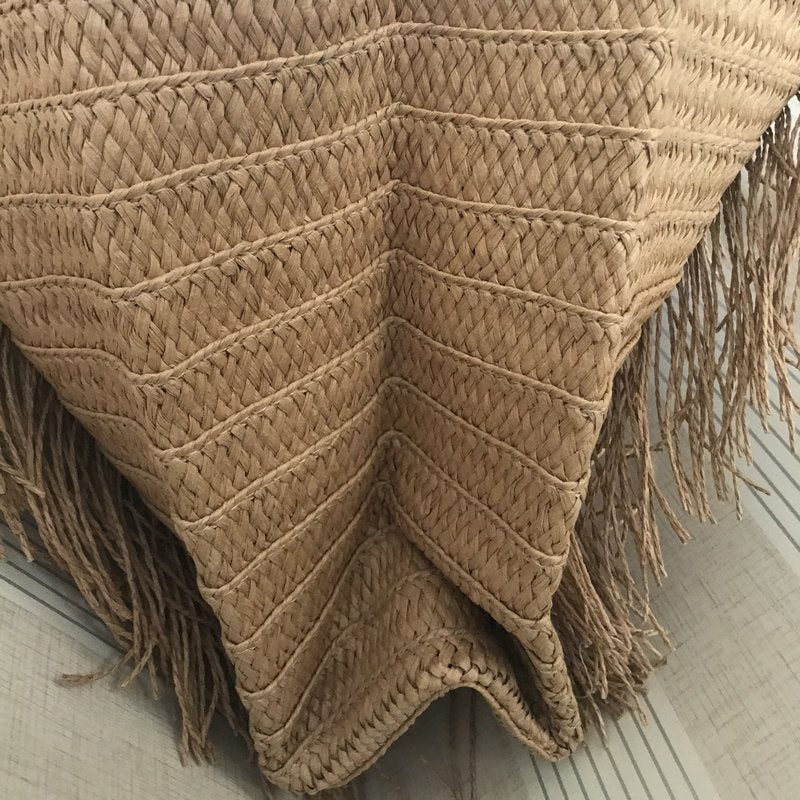 Square Tassel Shoulder Woven Straw Bag Hand Woven Bag