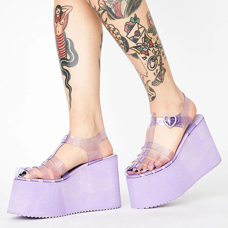 Clear Foam Platform Jelly Slip-On Sandals