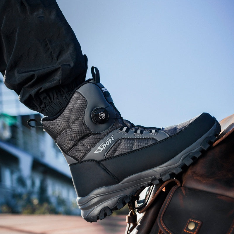 Botas de esquí para hombre con forro polar grueso y acolchado de algodón, botas de nieve antideslizantes y resistentes al frío